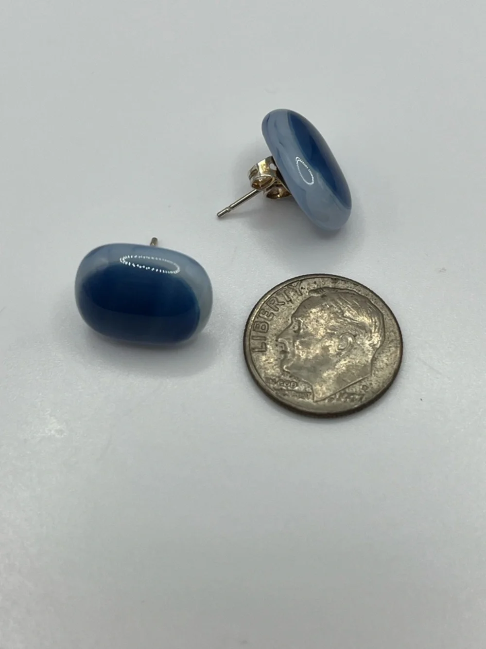 Blue Glass Stud Earrings